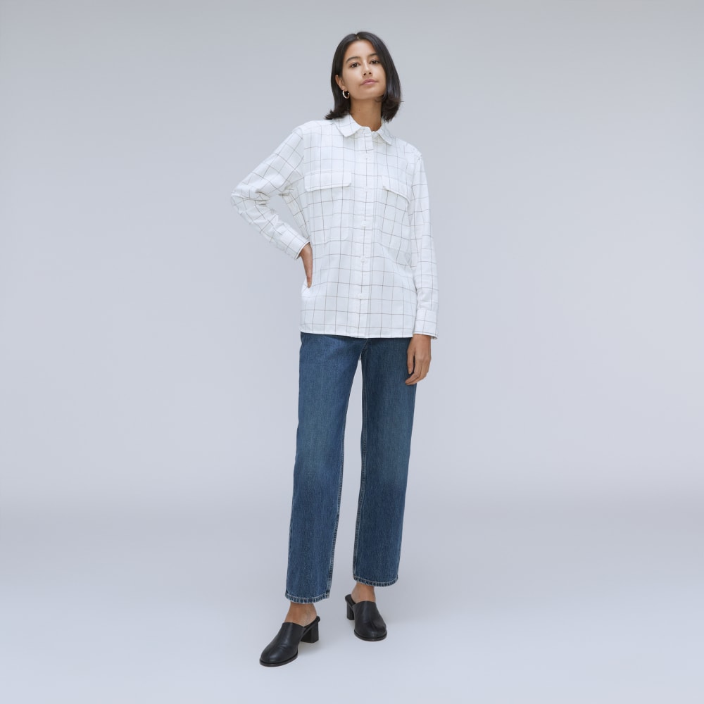 The Classic Cotton Flannel Shirt in Canvas Tan Plaid — detail view