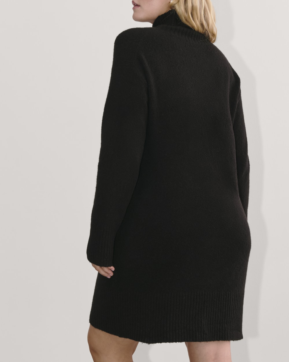 The Sweater Dress in Plush Cotton in Black — detail view