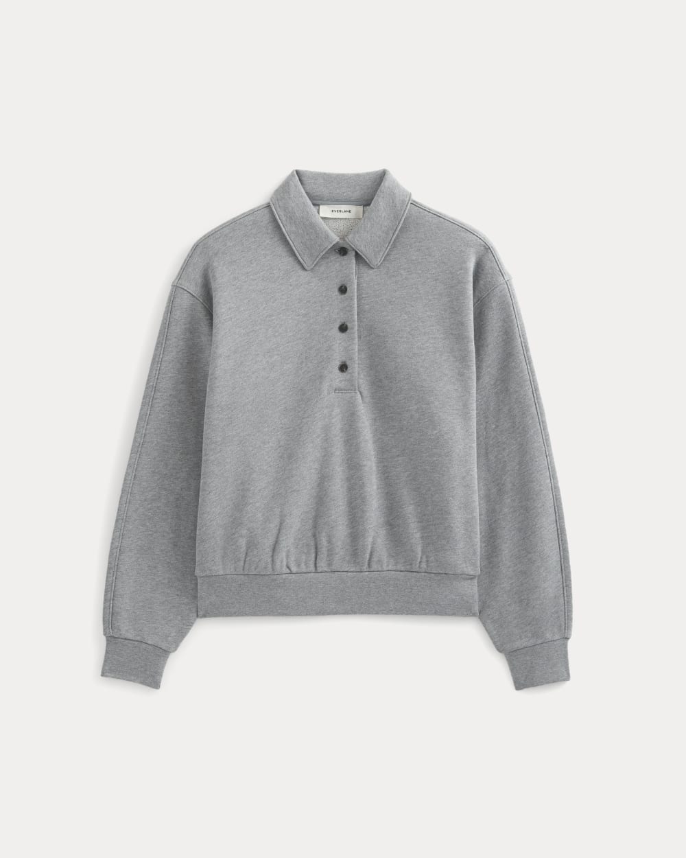 Lightweight Terry Polo Sweatshirt in Vintage Heather Grey — alternate view