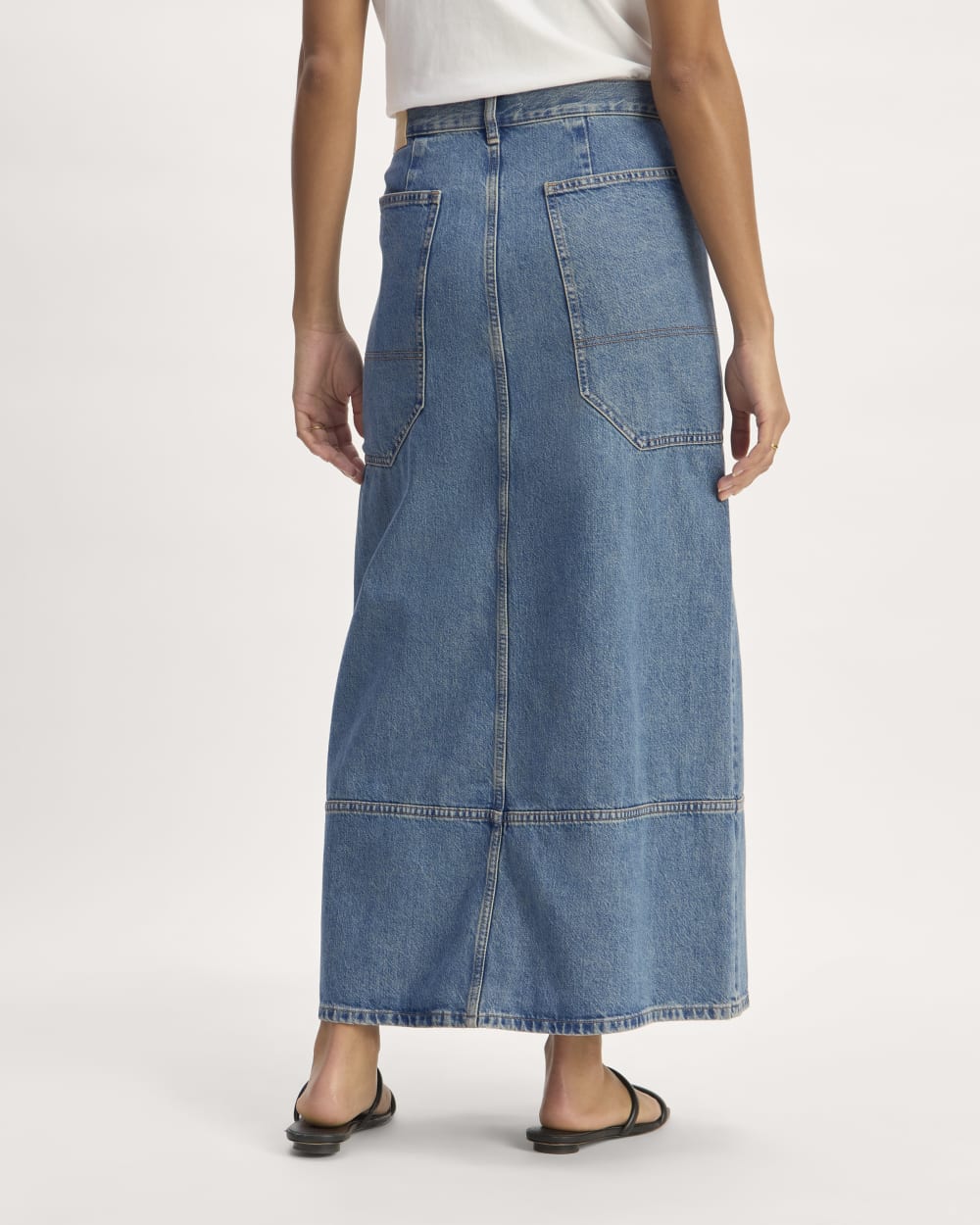 The Gardener Skirt in Medium Indigo — detail view