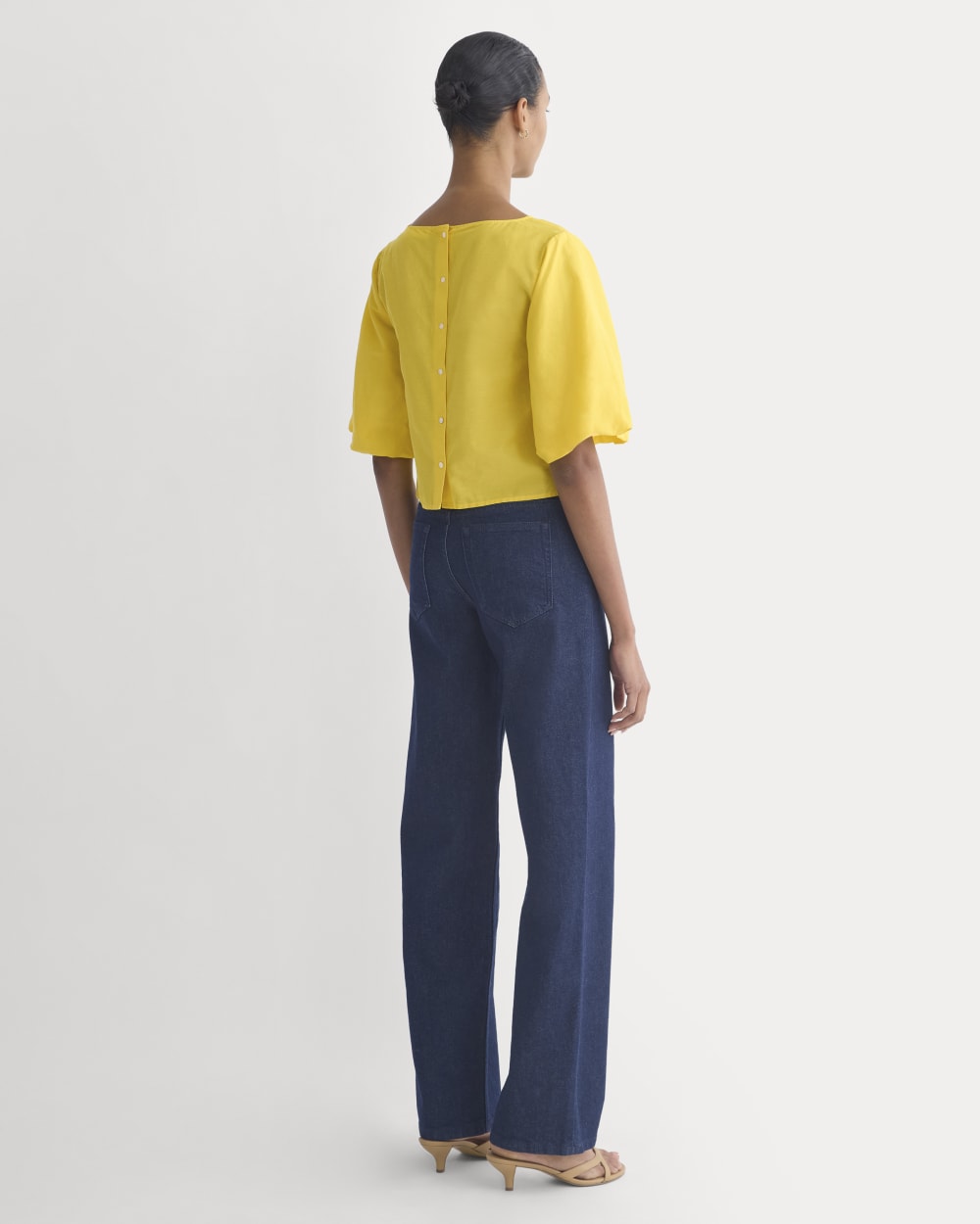 Bubble-Sleeve Top in Passion Fruit — detail view