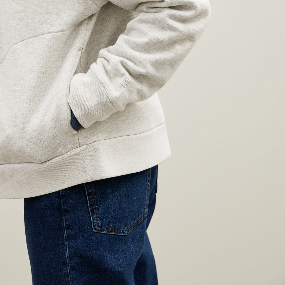 The Track Half-Zip in Light Heather Grey — detail view