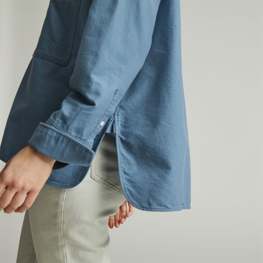 The Boxy Oxford in Bluefin — detail view