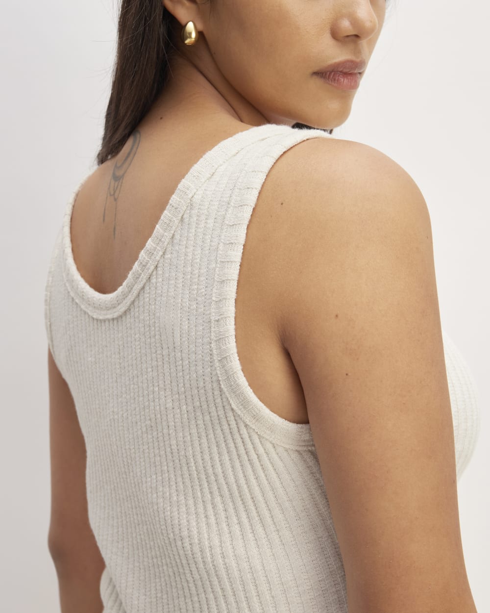 The Cozy Rib Tank in Bone — detail view