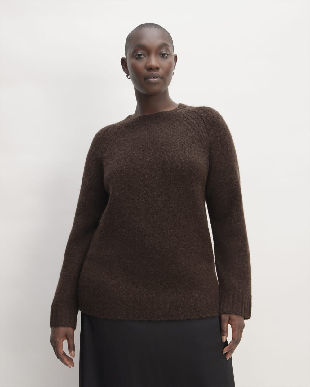 The SuperFuzz Alpaca Crew in Earth Brown — front view