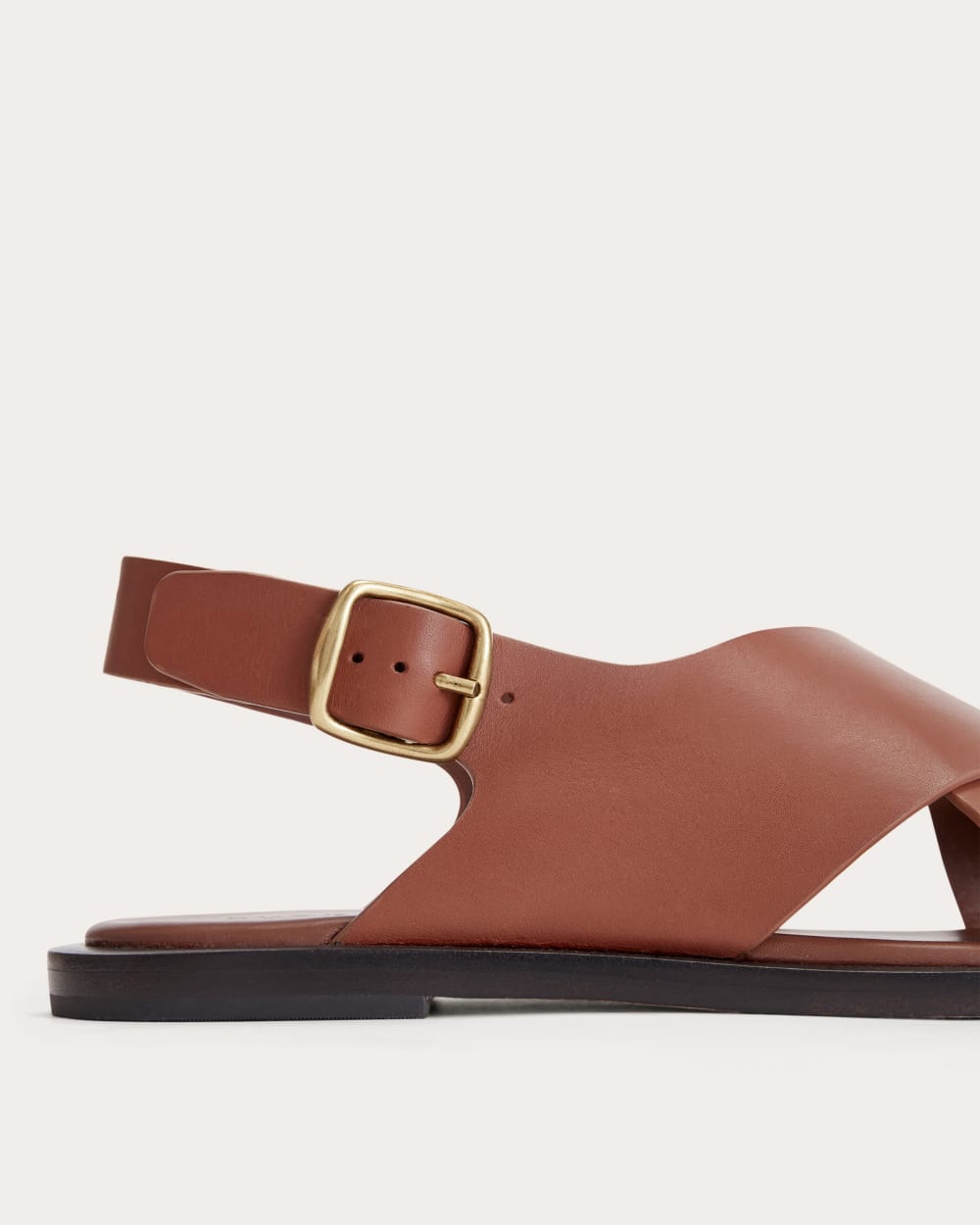 The City Crossover Sandal in Rum — detail view