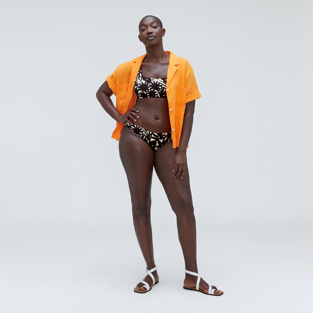 The Bikini Bottom in Black / Canvas Floral — detail view