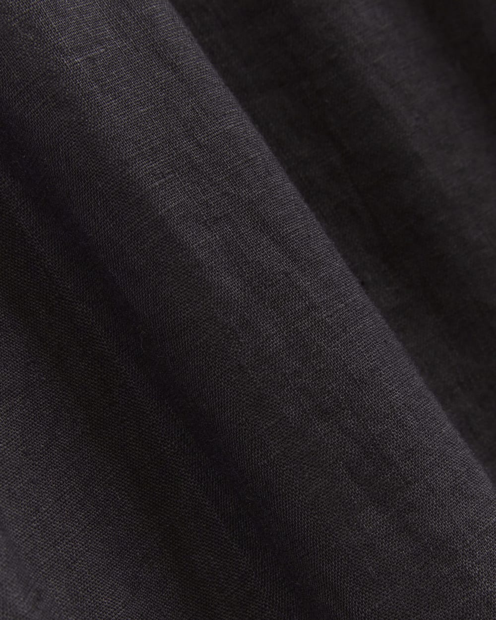 The Linen Oversized Puff-Sleeve Dress in Black — detail view