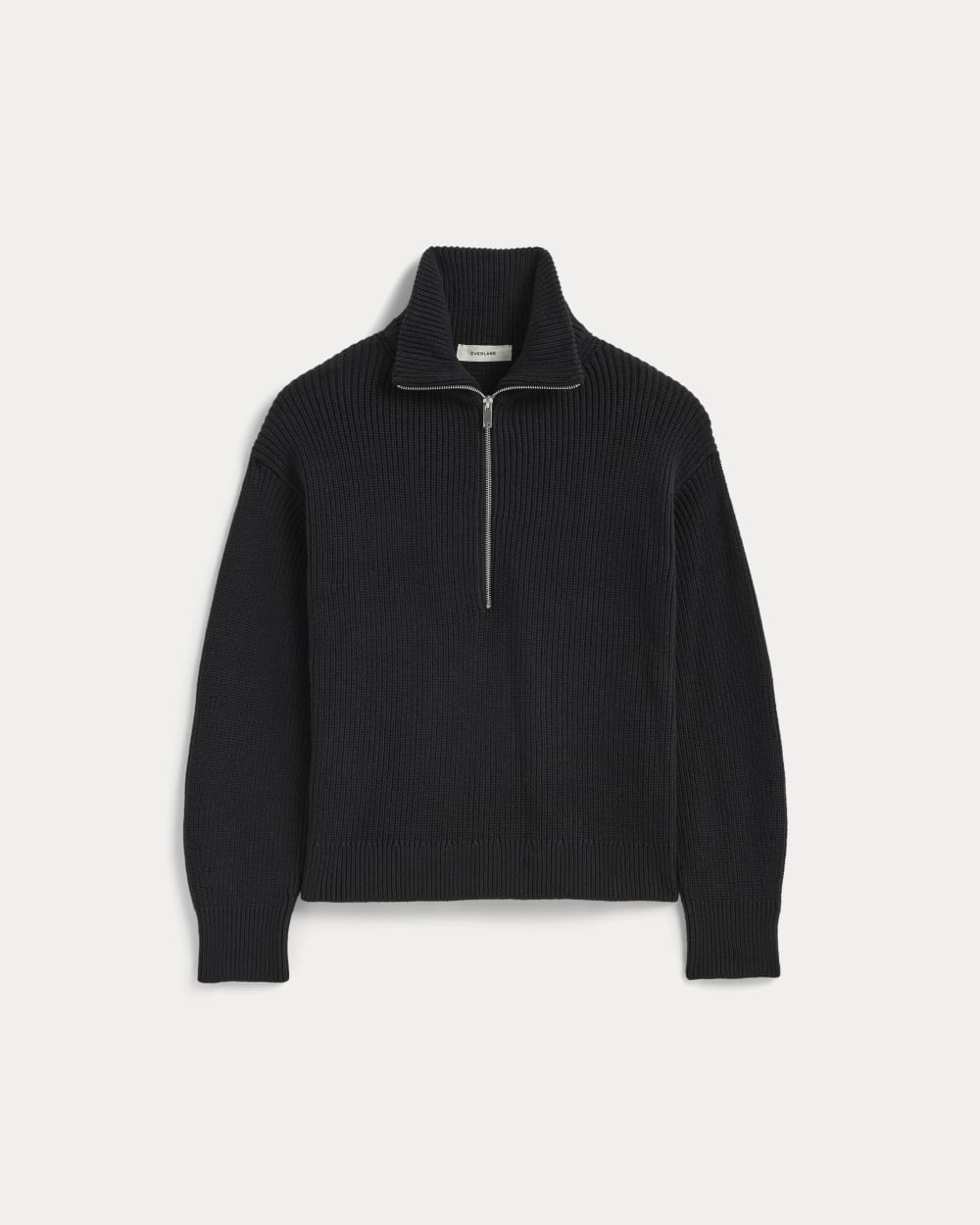 The Half-Zip in Everyday Cotton in Black — alternate view