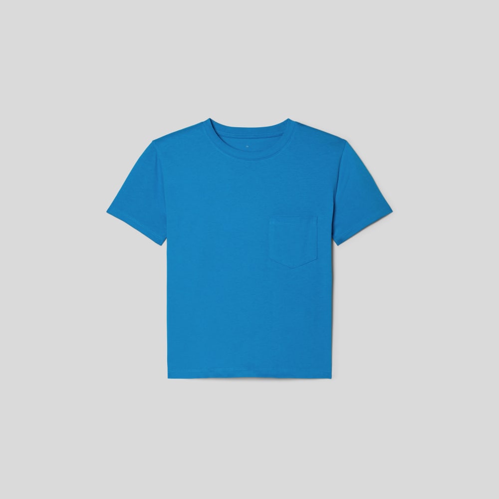 The Box-Cut Tee in Essential Cotton in Brilliant Blue — alternate view