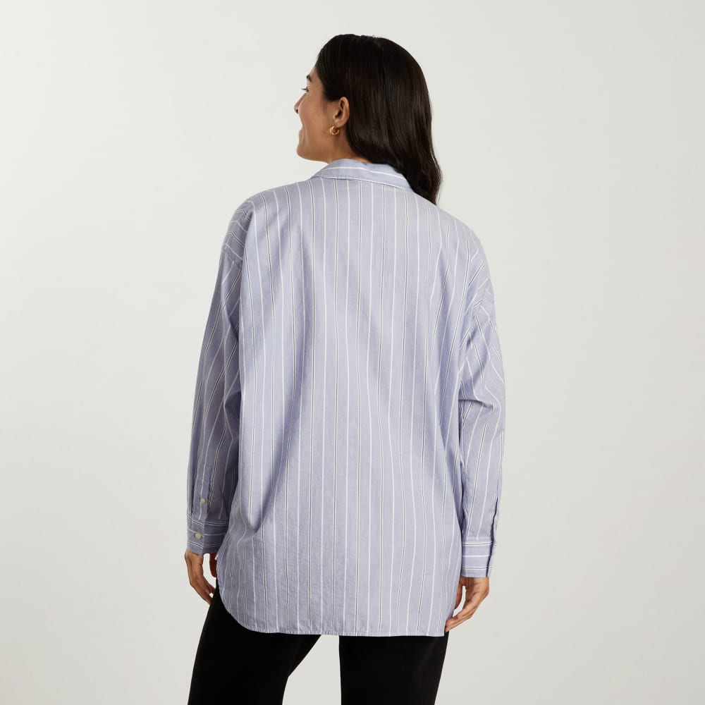 The Oversized Silky Cotton Shirt in Slate Blue — alternate view