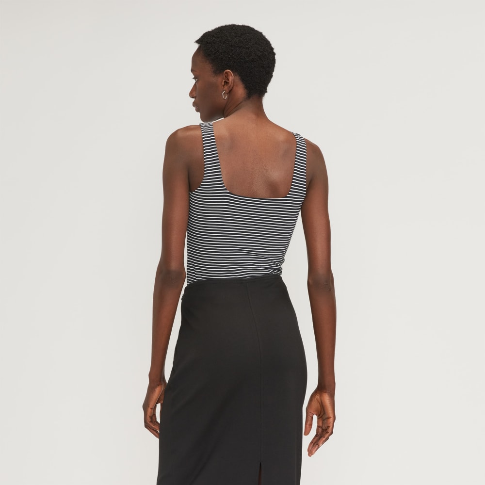 The Supima® Sleeveless Top in Black / White — detail view