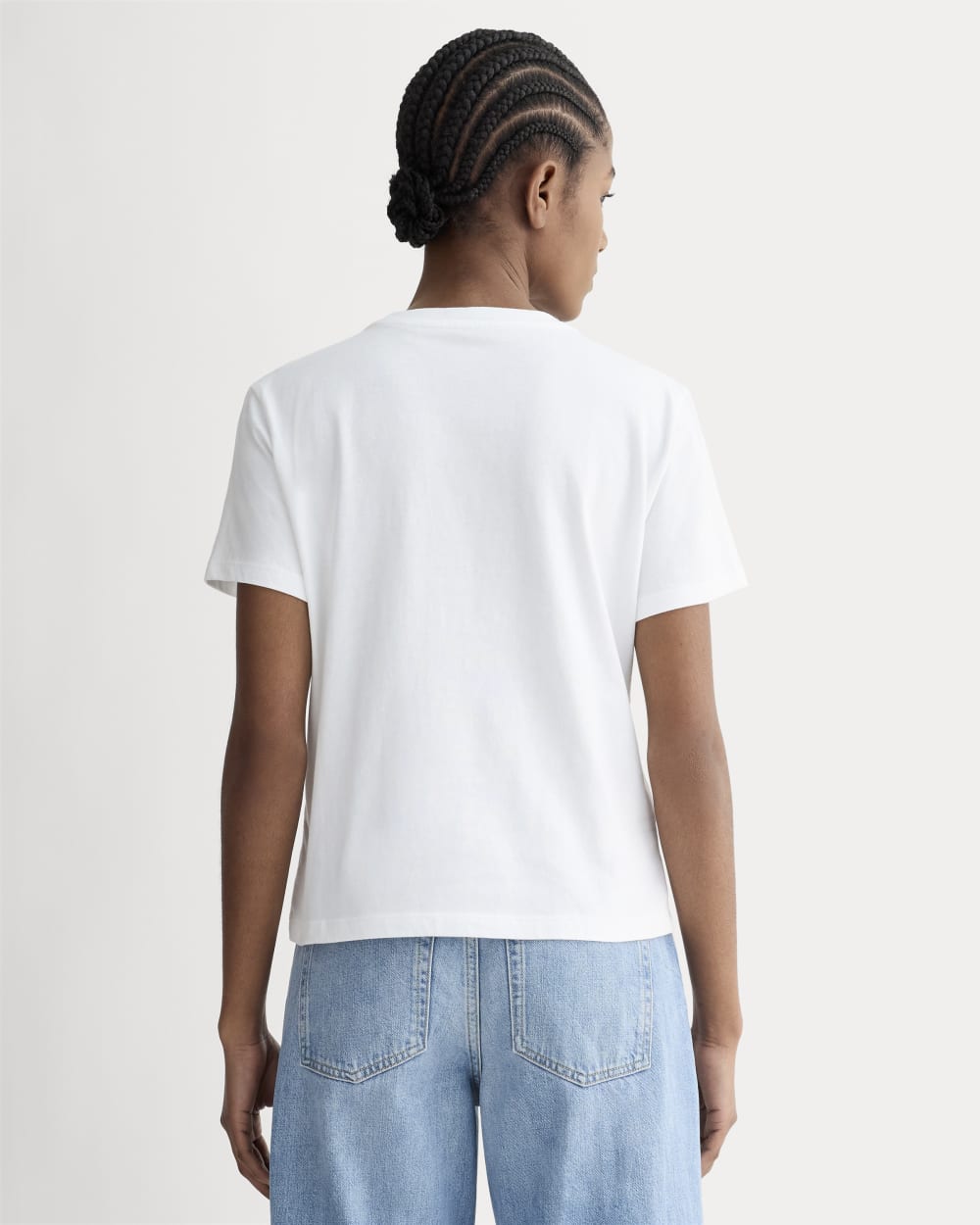 The Box-Cut Tee in Essential Cotton in White — detail view
