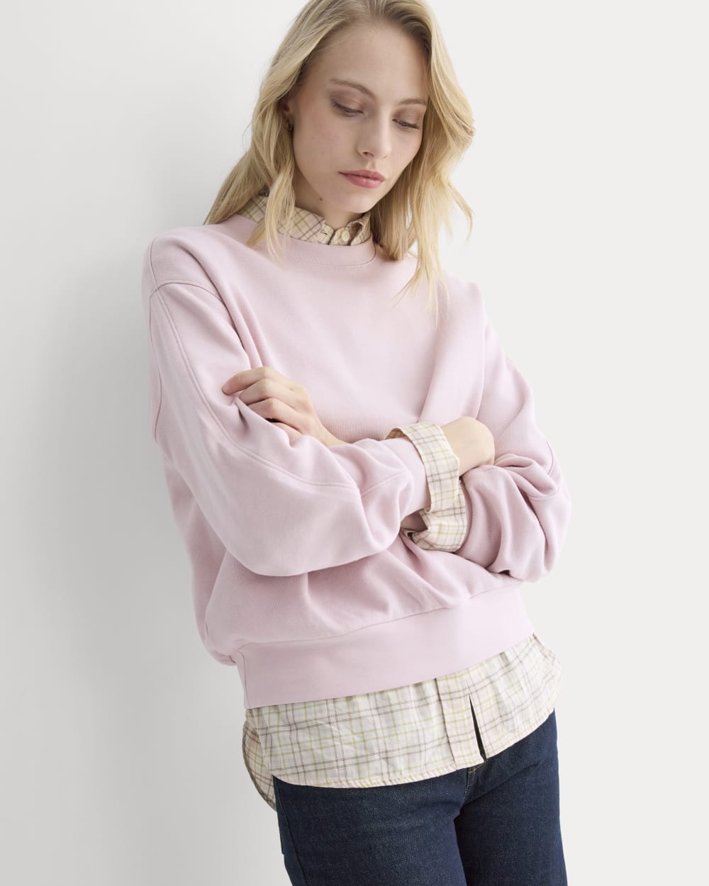 Lightweight Terry Blouson Crew in Burnished Lilac — detail view