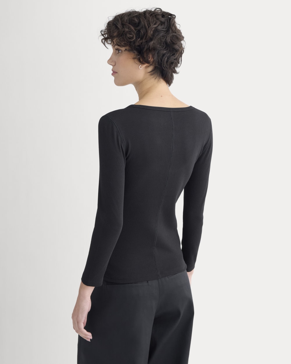 Luxe Rib Deep U-Neck Top in Black — detail view