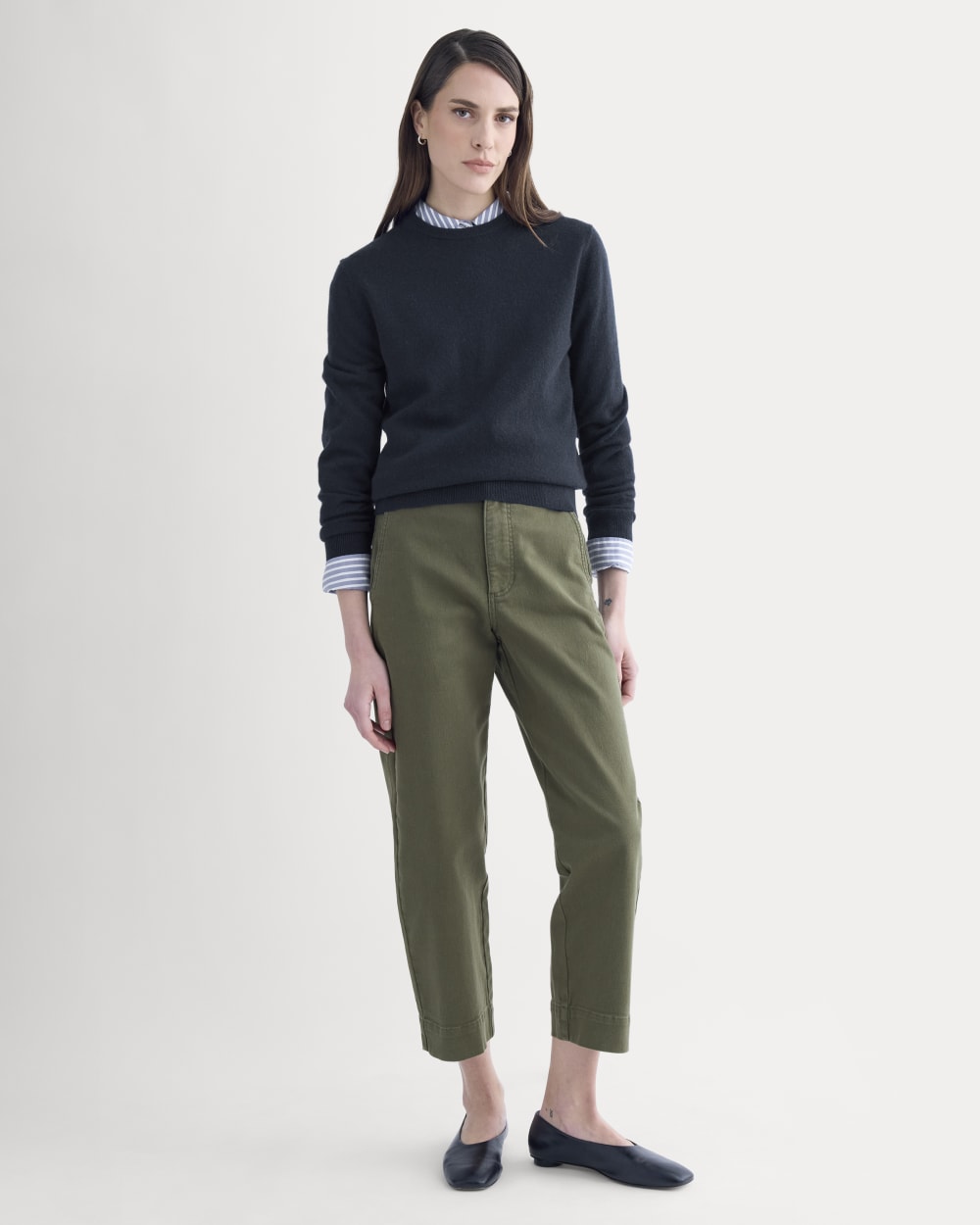 The Utility Straight-Leg Pant in Olive Night — front view