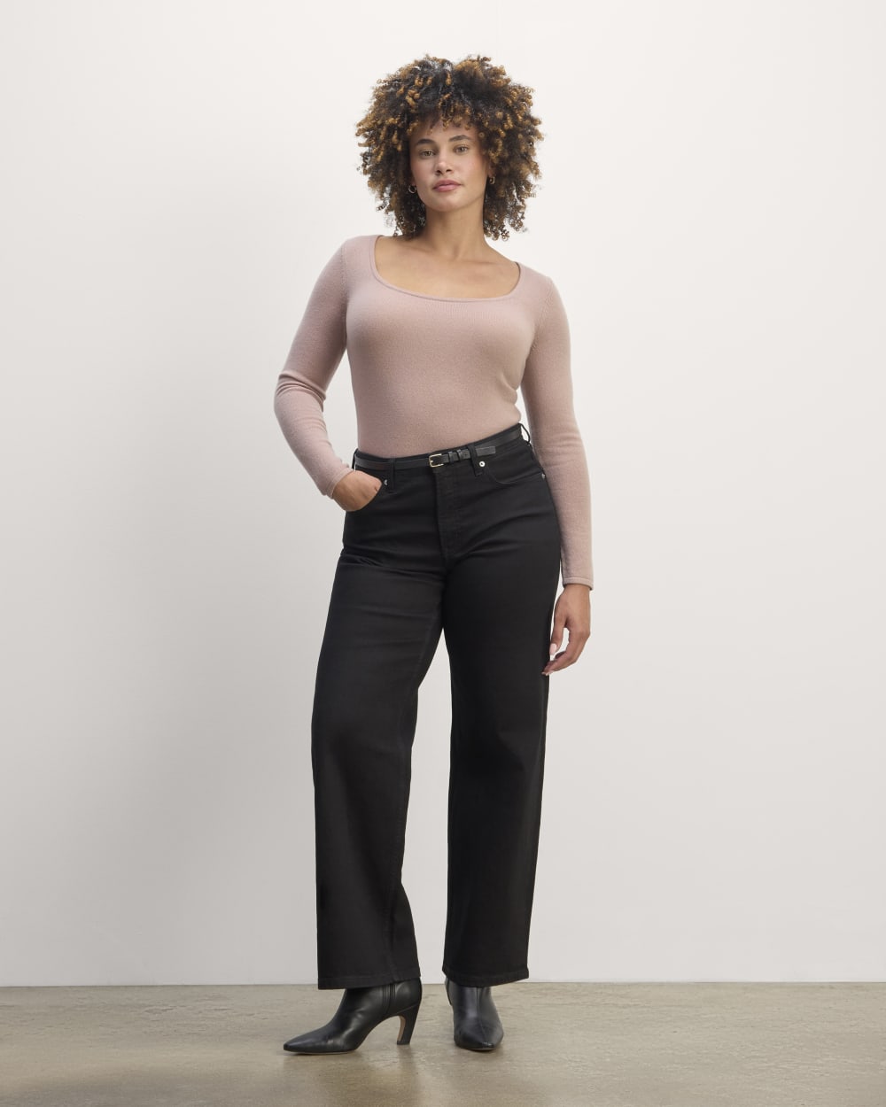 The Square Neck in Cashmere in Dusty Rose — alternate view