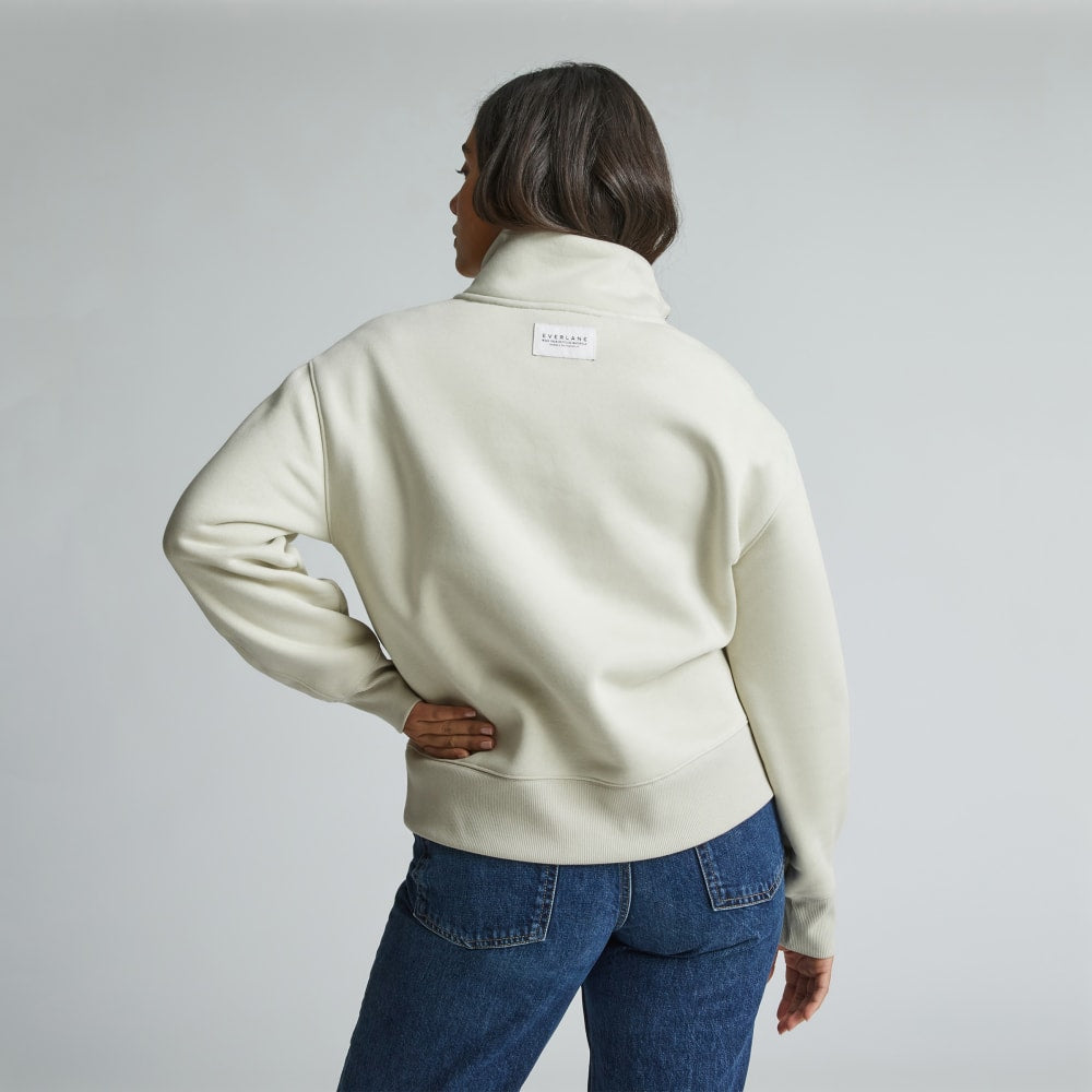 The ReTrack Half-Zip Sweatshirt in Pelican — detail view