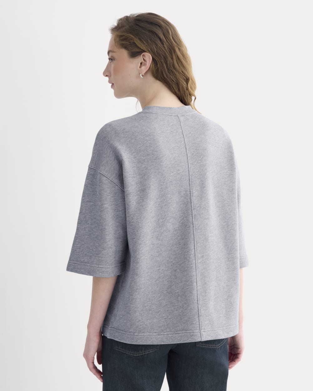Lightweight Terry Oversized Tee in Vintage Heather Grey — detail view
