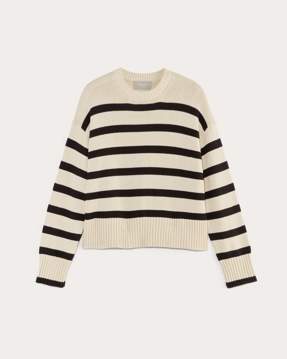 The Boxy Sweater in Everyday Cotton in Canvas / Black — alternate view