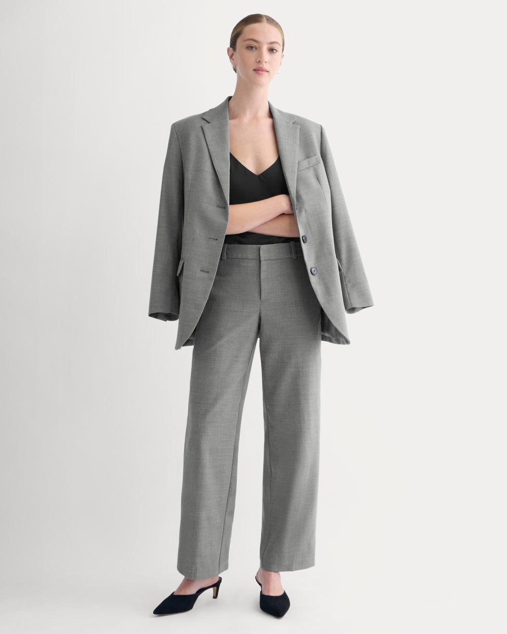Straight-Leg Trouser in Tailor Twill in Heather Graphite — front view
