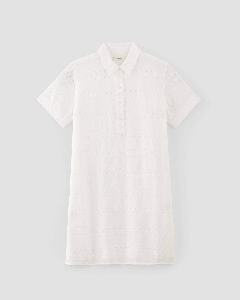 The Linen Eyelet Shirtdress in White Eyelet — alternate view