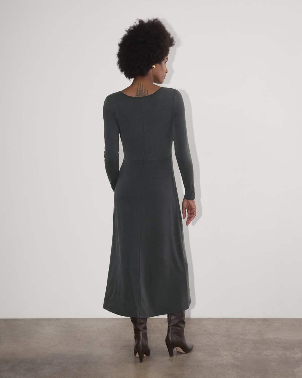 The Maddie Dress in Butterknit in Black — detail view