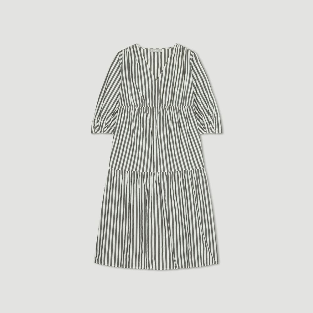 The Poplin Tiered Dress in Bone / Black — alternate view