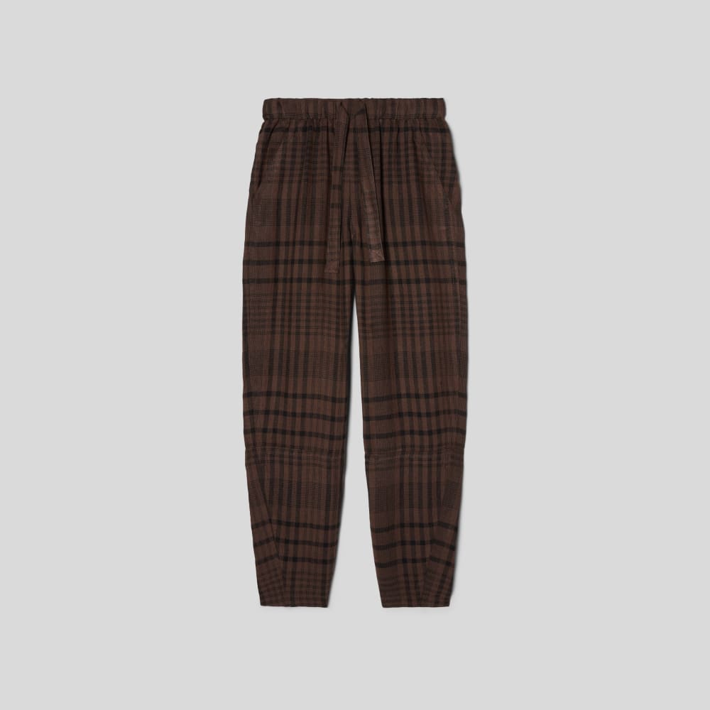 The Linen Pull-On Barrel Pant in Chocolate Brown / Black — alternate view