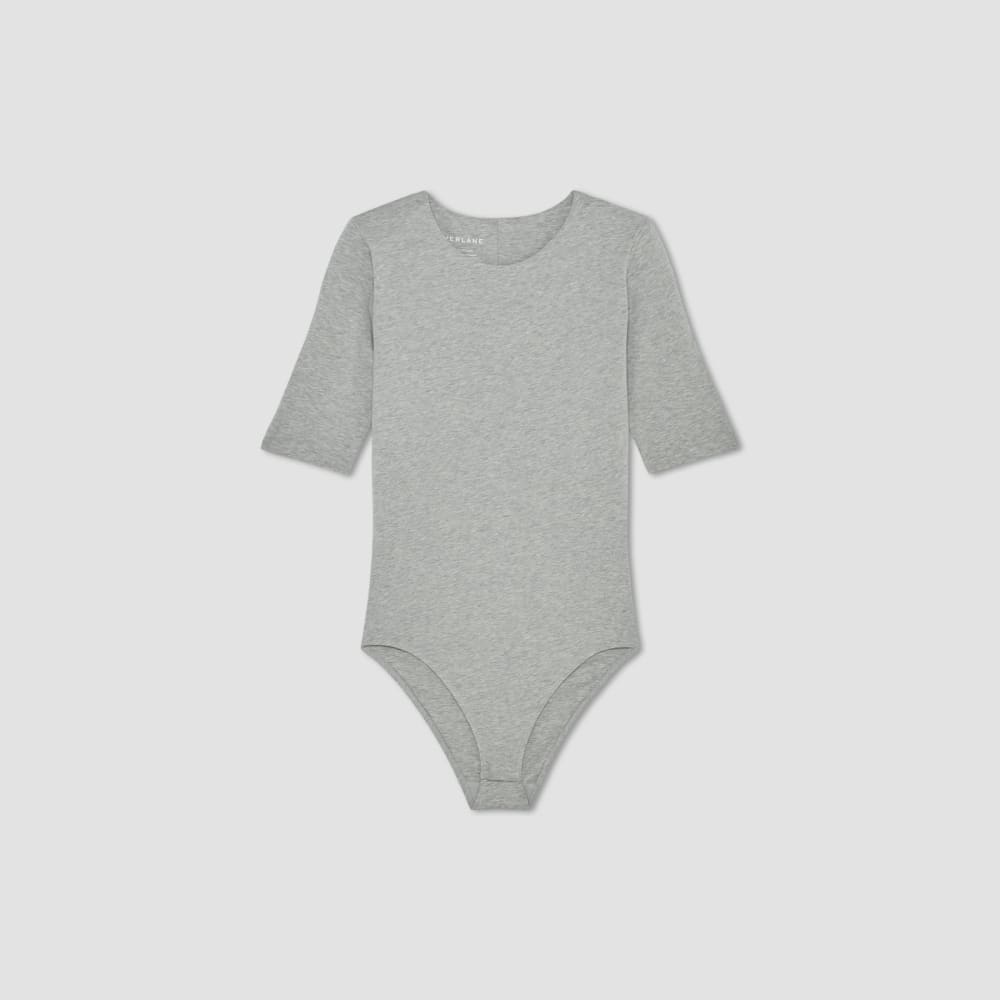 The Short-Sleeve Crew Neck Bodysuit in Heathered Grey — alternate view