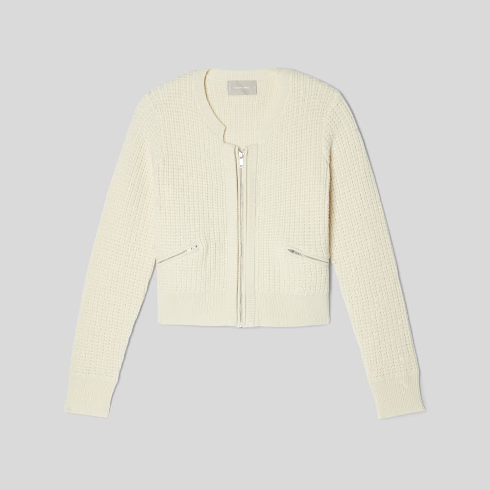 The Cropped Cotton-Merino Bomber in Canvas — alternate view