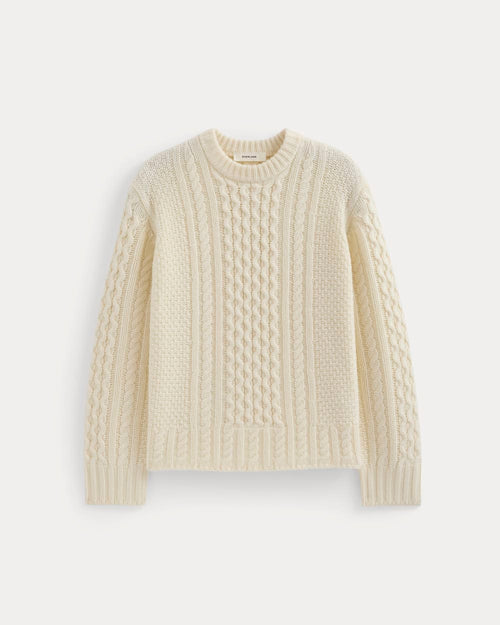 Cable Sweater in Luxe Merino in Bone — alternate view
