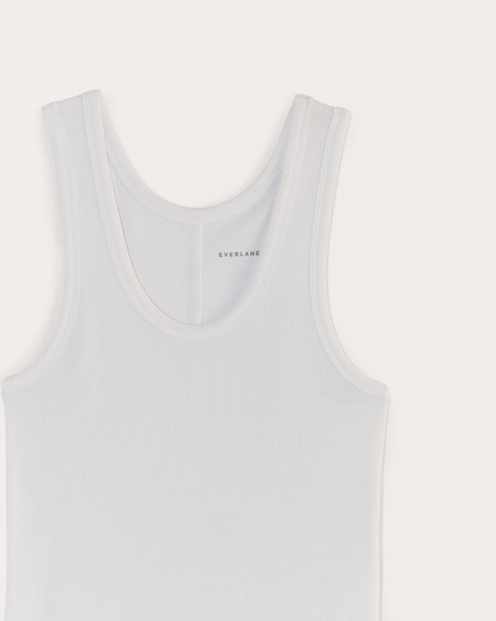 The Luxe Rib Tank in White — detail view
