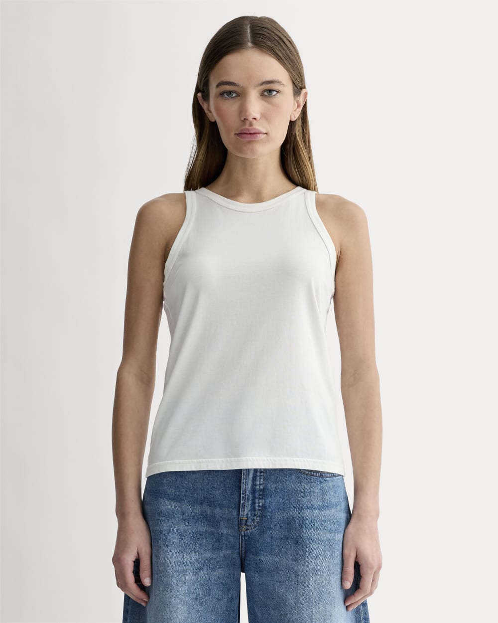 The Tank in Essential Cotton in White — front view