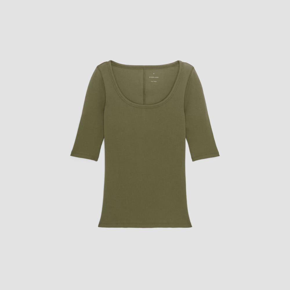 The Luxe Rib Scoop-Neck Tee in Kalamata — alternate view