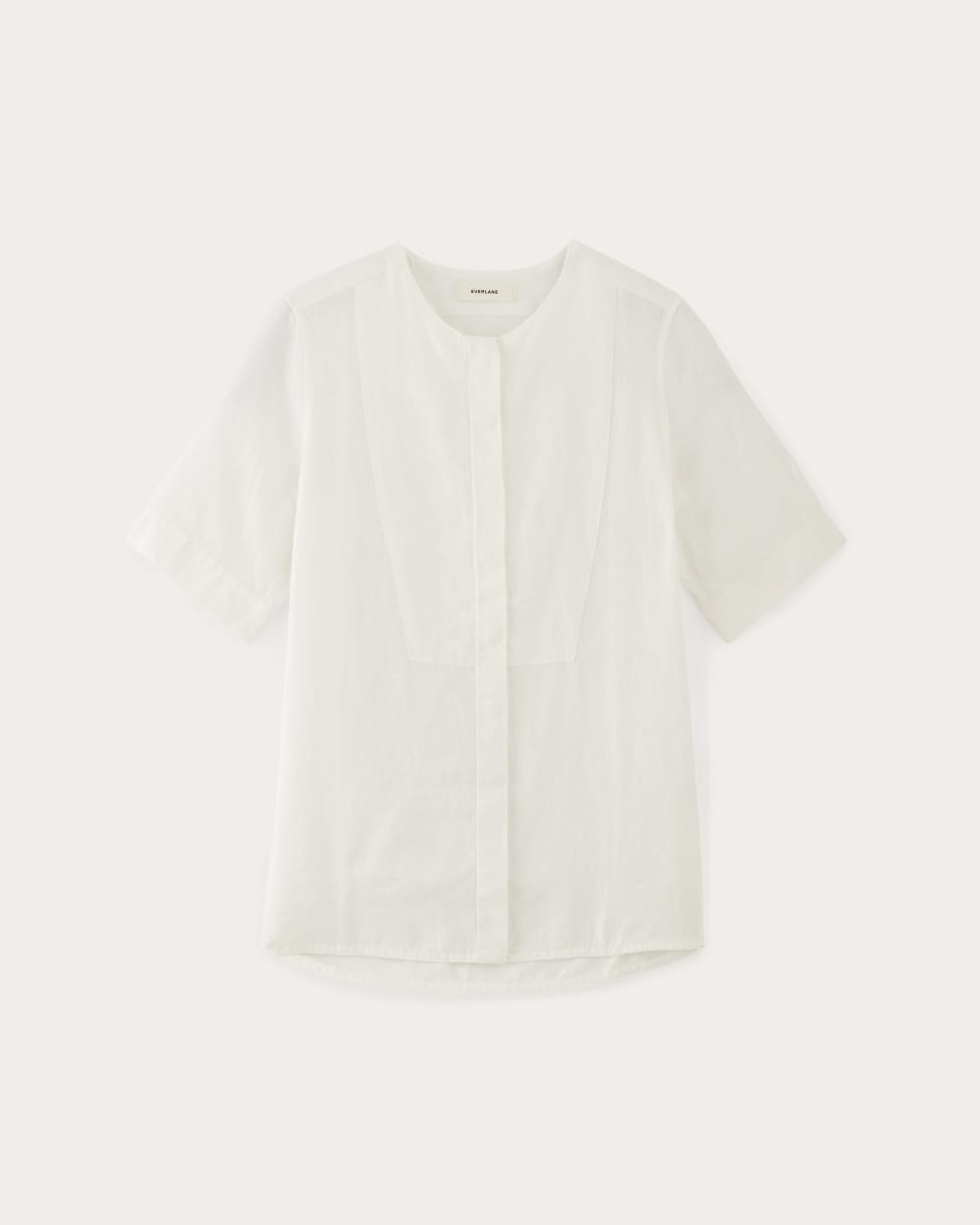 The Bib Shirt in Linen in White — alternate view