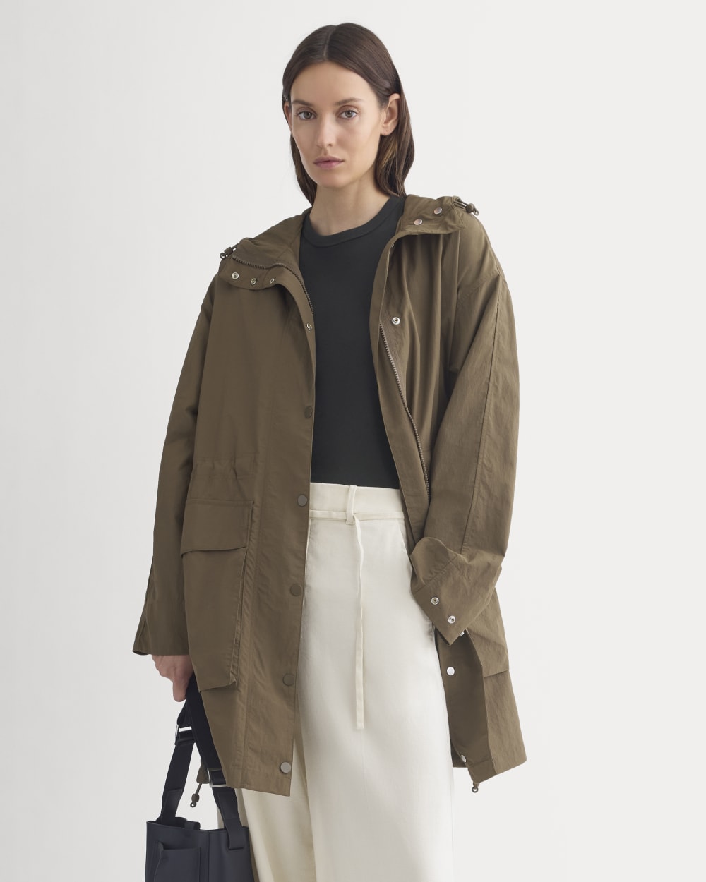 Oversized Parachute Parka in Beech — front view