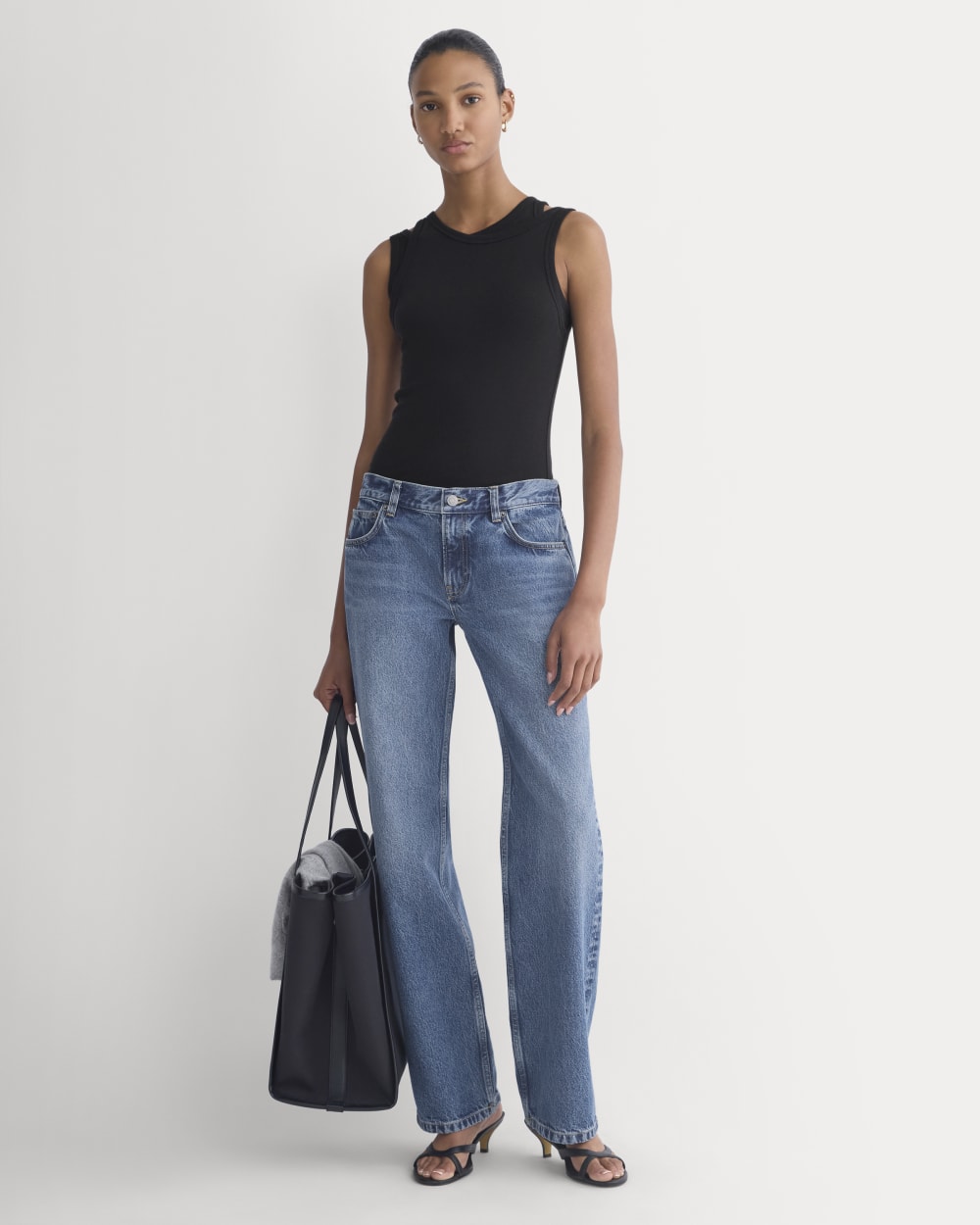Tissue Layered Tank in Black — detail view