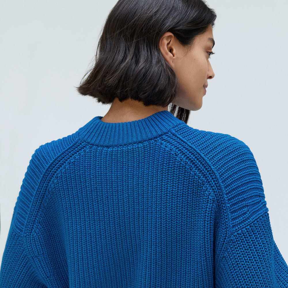 The Texture Cotton Crew in Lapis Blue — detail view