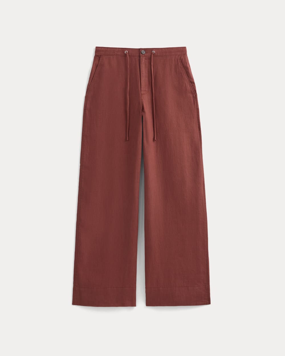 Wide-Leg Drawstring Pant in Linen in Henna Red — alternate view