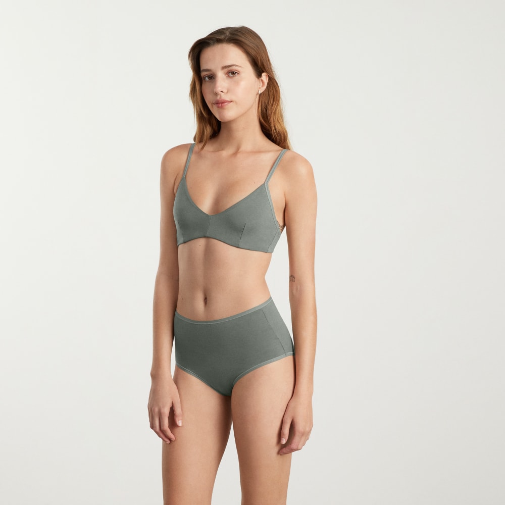 The Cotton High-Rise Hipster in Dark Sage — detail view