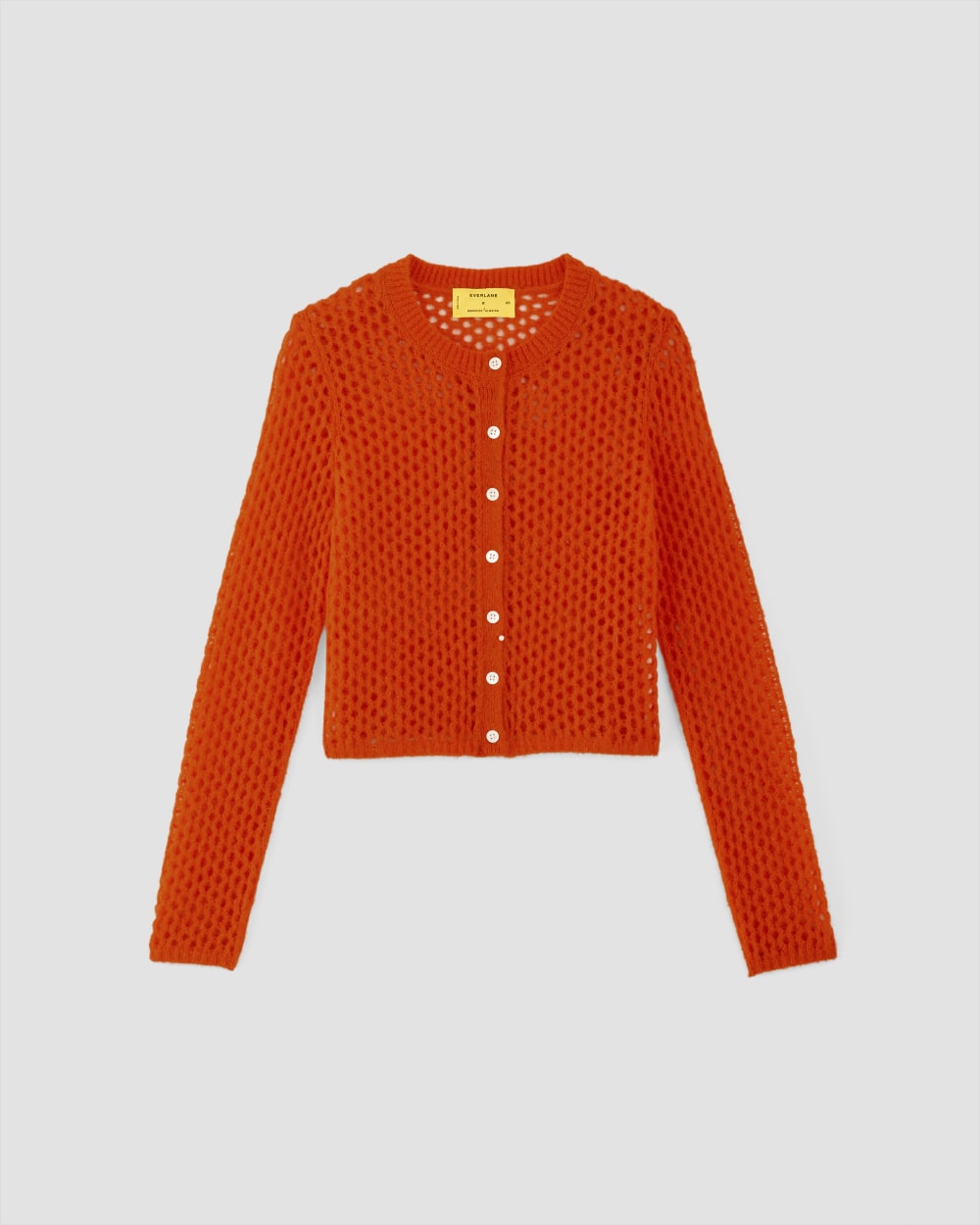 The Everlane x Marques' Almeida Alpaca Mesh Cardigan in Red Orange — alternate view