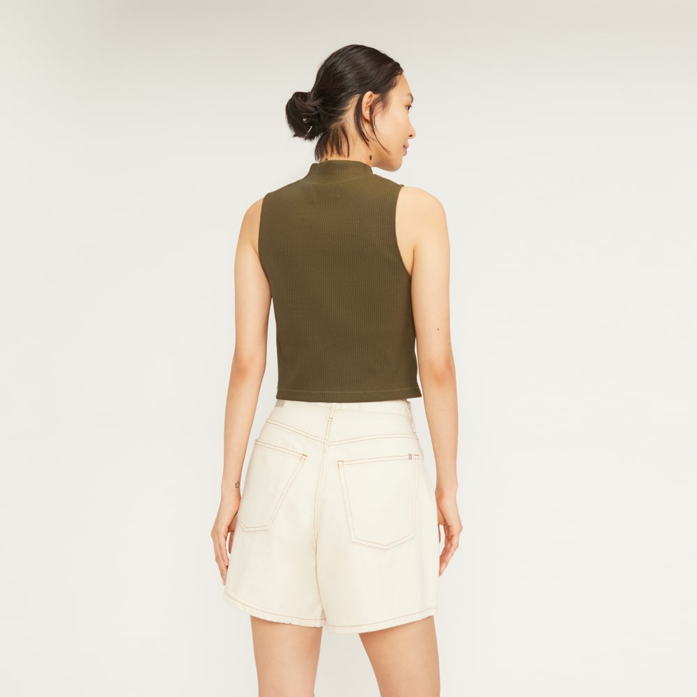 The Ribbed Mockneck Tank in Beech — detail view