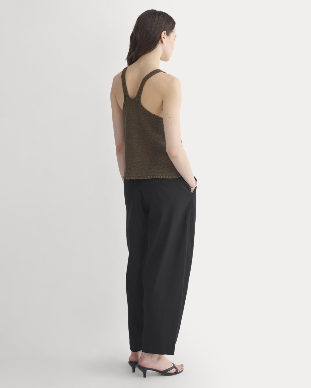 Racerback V-Neck Sweater in Beech — detail view