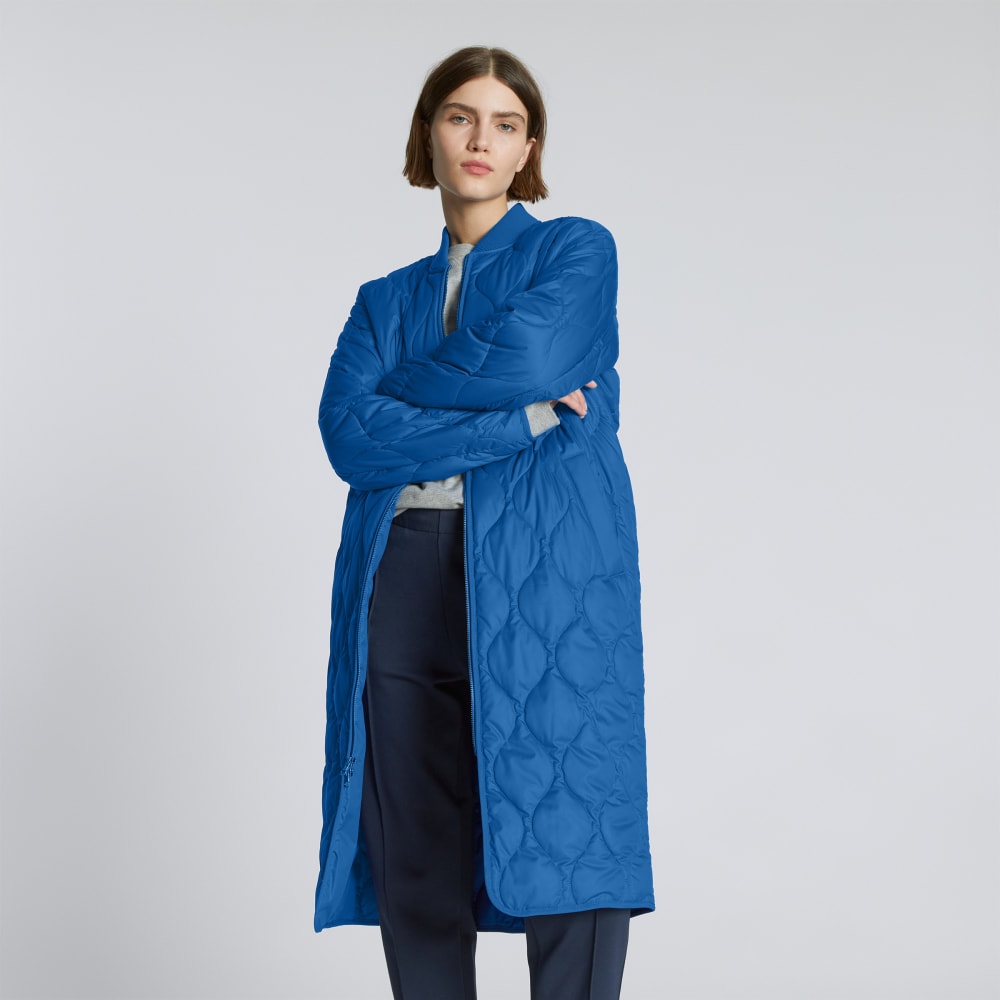 The ReNew Long Liner in Lapis Blue — detail view
