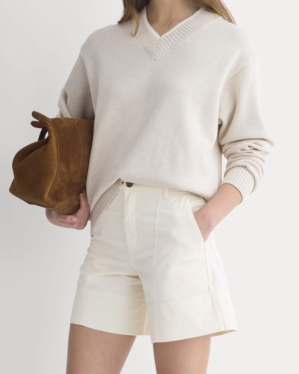 Seamed Everywhere Short in Bone — detail view