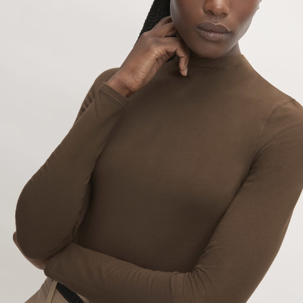 The Supima® Form Funnel Neck Tee in Cocoa — alternate view
