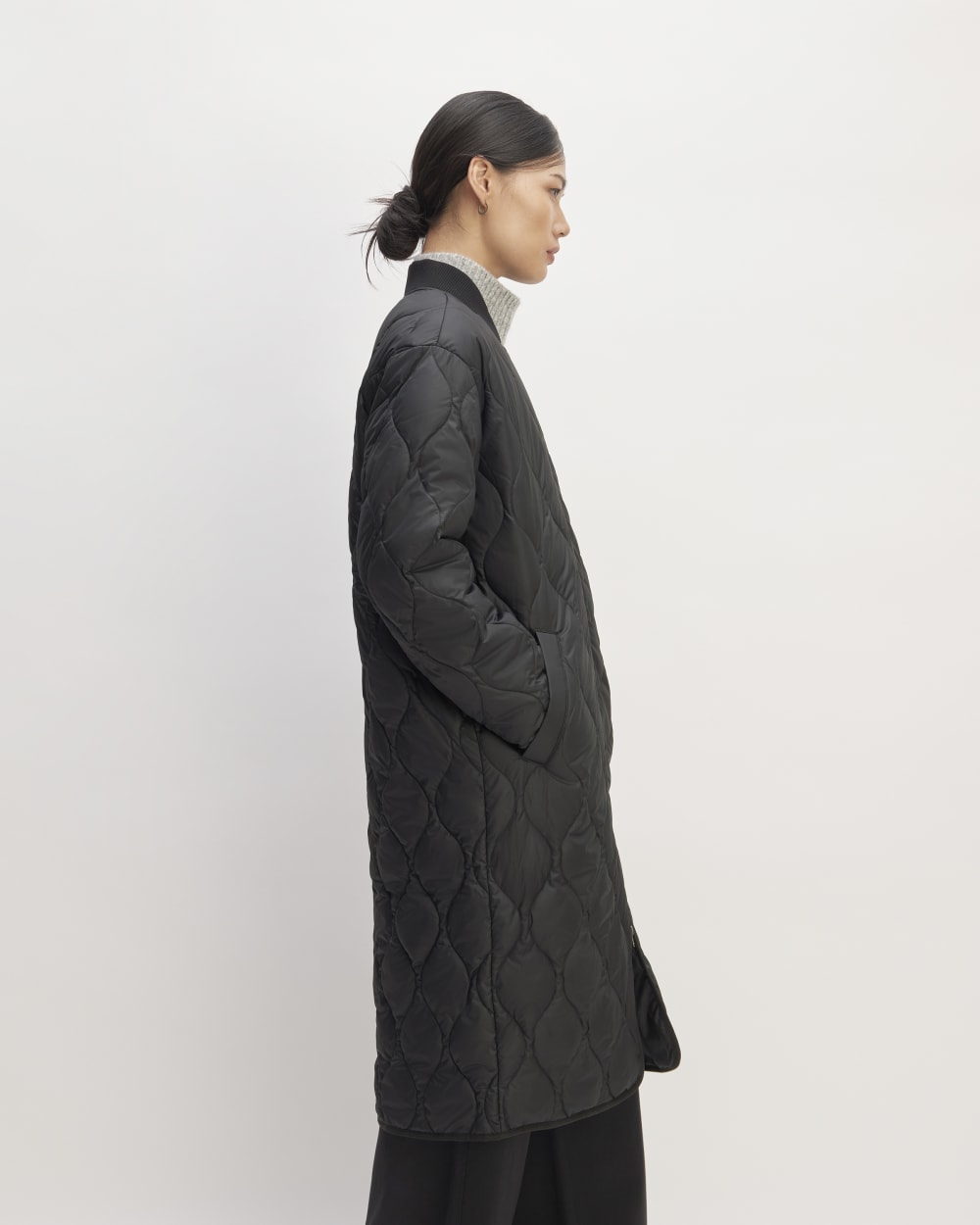 The ReNew Long Liner in Black — detail view