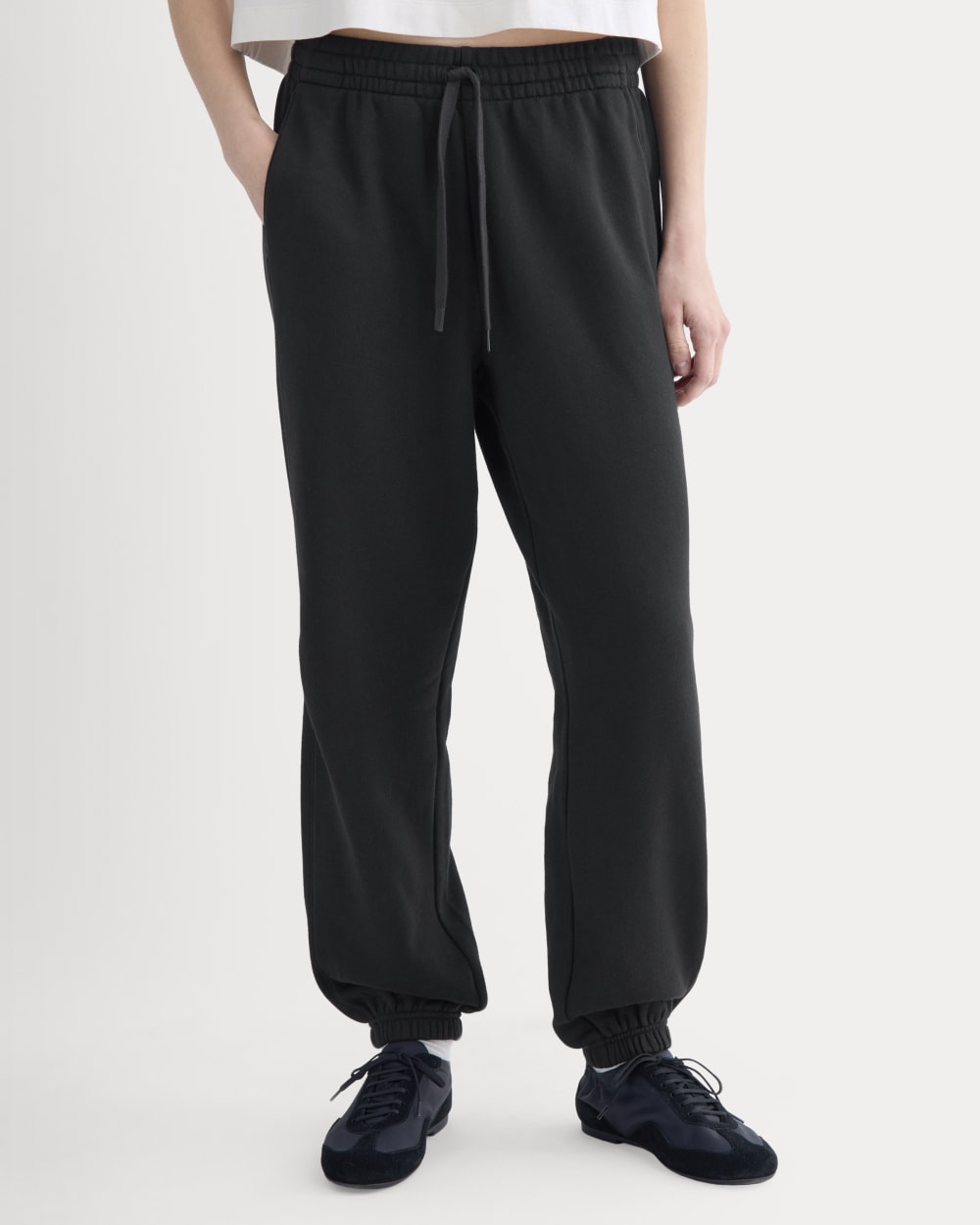 Lightweight Terry Jogger in Black — detail view