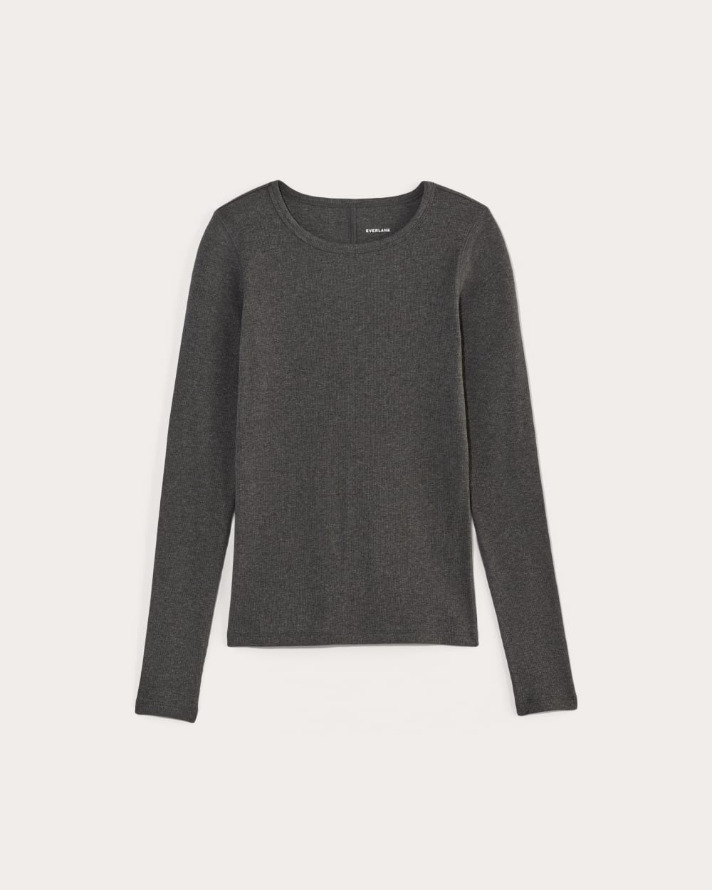 The Luxe Rib Long-Sleeve Crew in Heathered Soot — alternate view